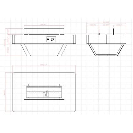 Planika - Venkovní plynový krb 46x106 cm 10kW černá + ochranný kryt