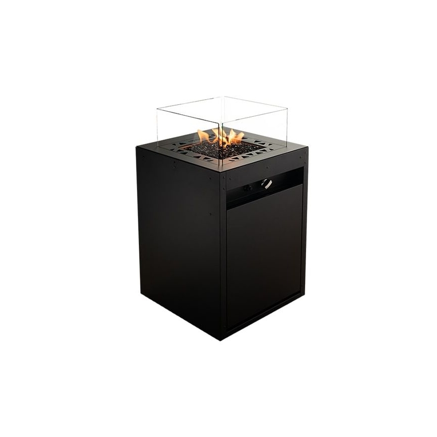 Planika - Venkovní plynový krb 79,7x48 cm 10kW černá + ochranný kryt