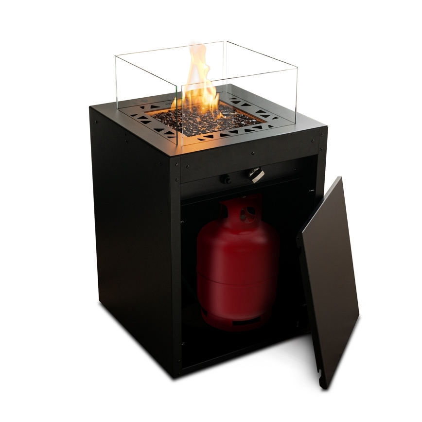 Planika - Venkovní plynový krb 79,7x48 cm 10kW černá + ochranný kryt