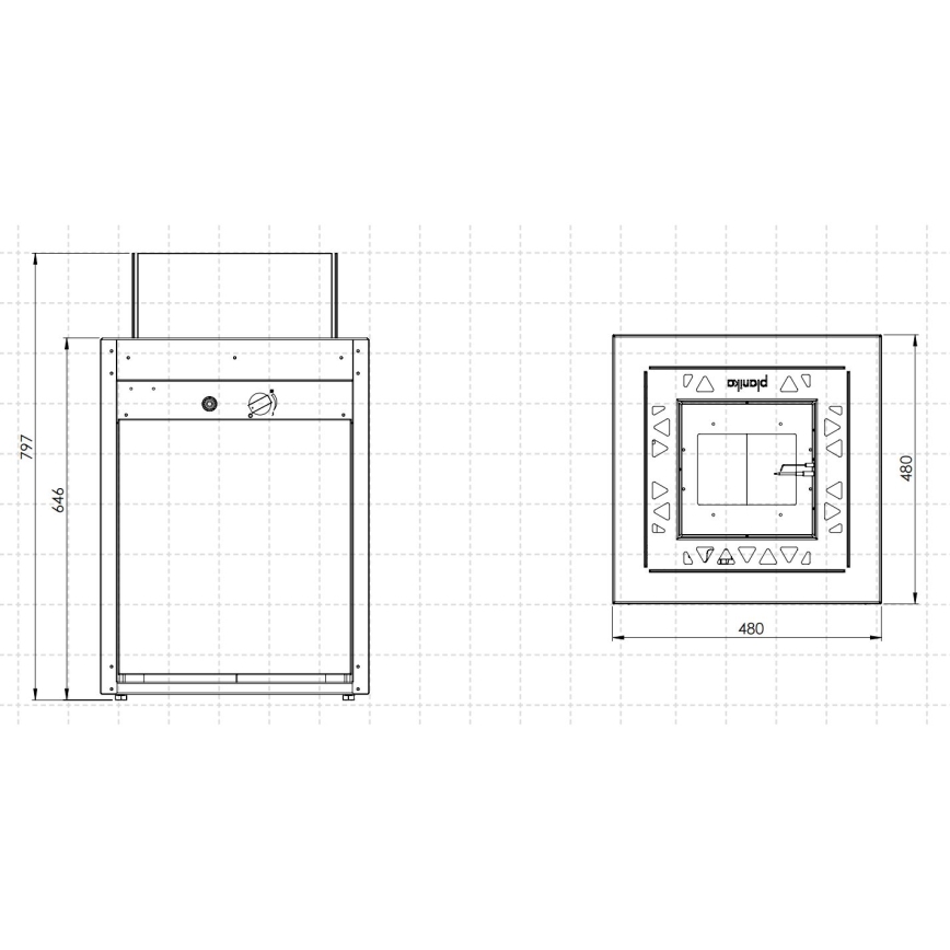 Planika - Venkovní plynový krb 79,7x48 cm 10kW černá + ochranný kryt