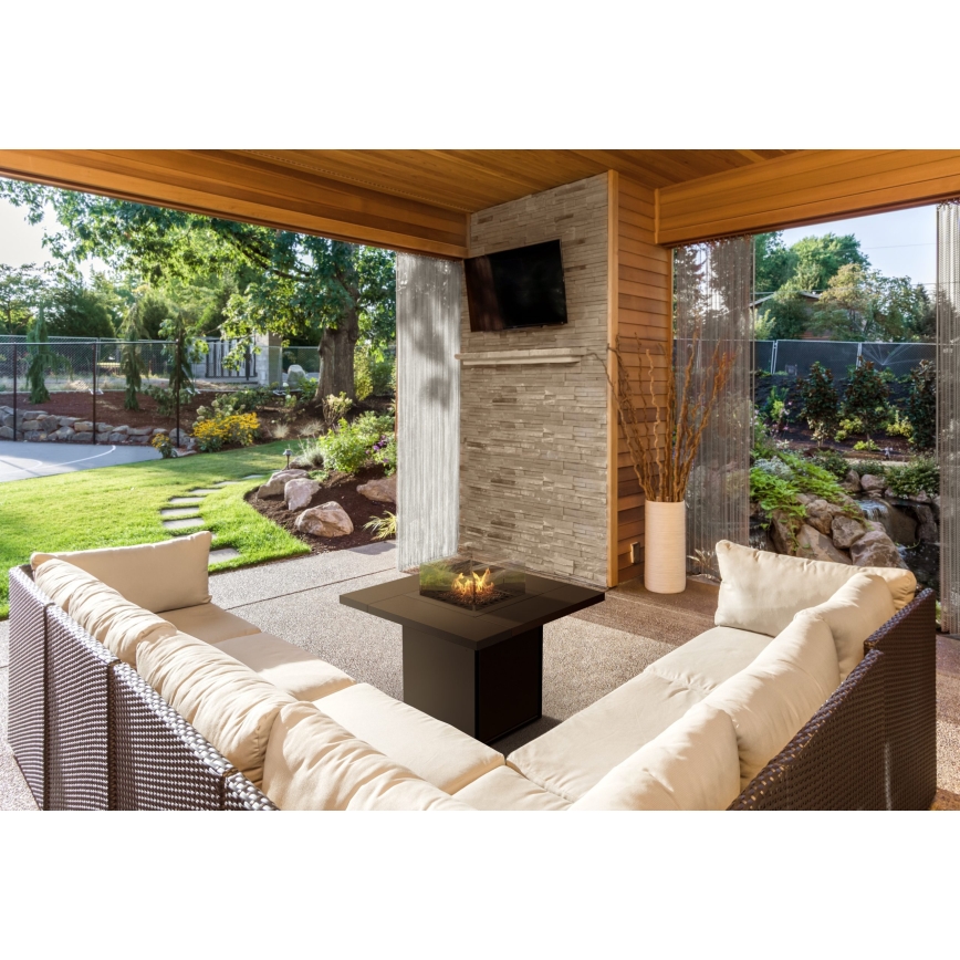 Planika - Venkovní plynový krb 79,7x90 cm 10kW černá + ochranný kryt