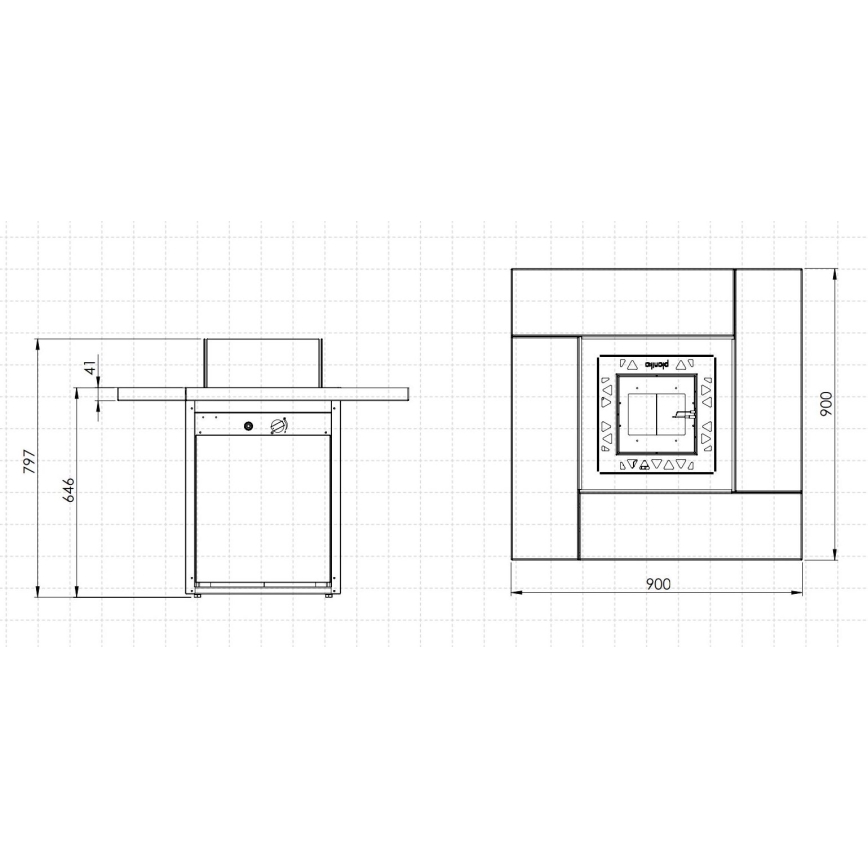 Planika - Venkovní plynový krb 79,7x90 cm 10kW černá + ochranný kryt