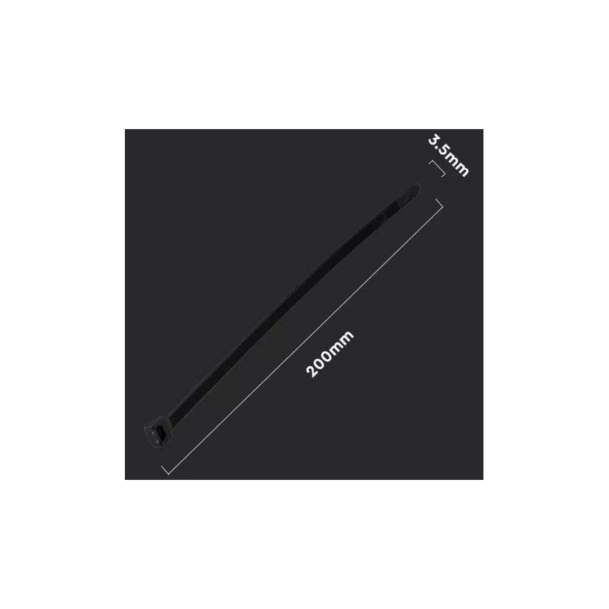 Plastové stahovací pásky 3,5x200mm 100ks černá