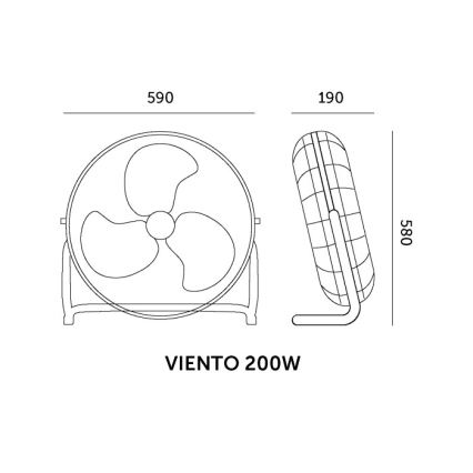 Podlahový ventilátor VIENTO 200W/230V lesklý chrom