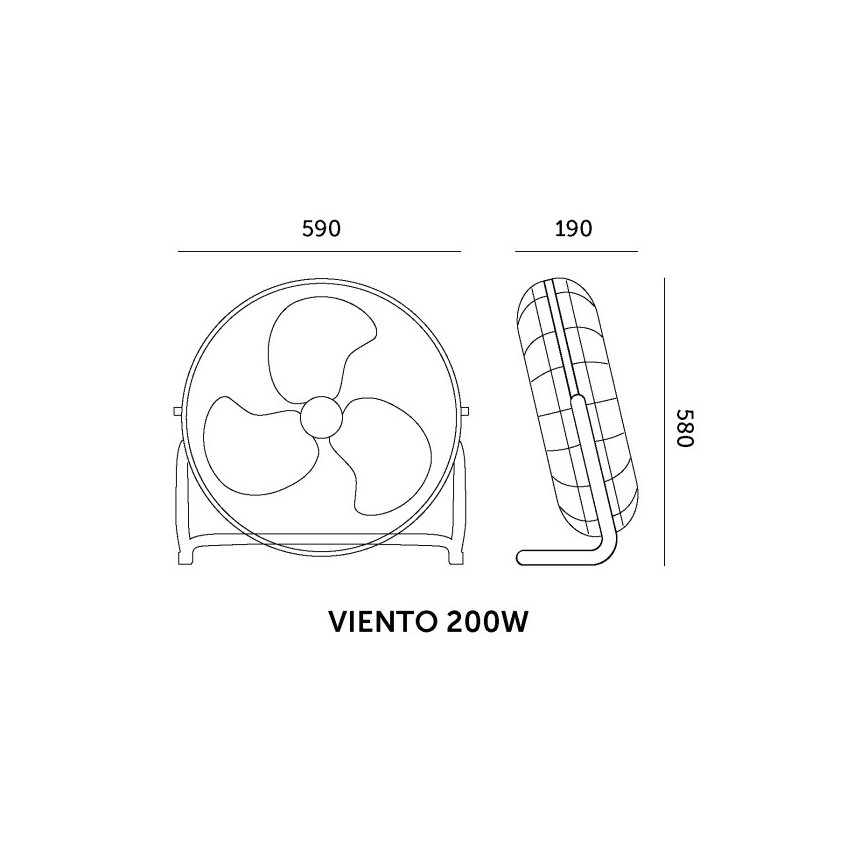 Podlahový ventilátor VIENTO 200W/230V lesklý chrom