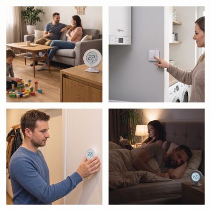 Pokojový manuální bezdrátový termostat 230V/16A 2xAA bílá