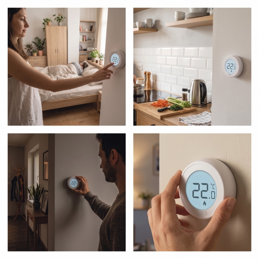 Pokojový manuální termostat 230V/6A 2xAA bílá