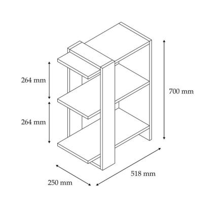 Policový díl FUNDA 70x51,8 cm bílá/šedá