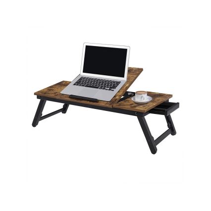 Polohovatelný stolek na počítač do postele LAT 71x35 cm hnědá/černá
