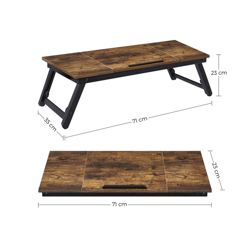 Polohovatelný stolek na počítač do postele LAT 71x35 cm hnědá/černá