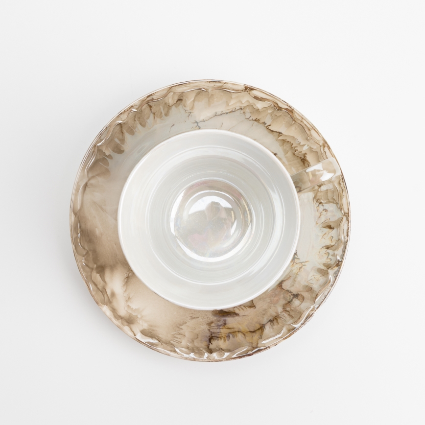 Porcelánová čajová sada mramor hnědá