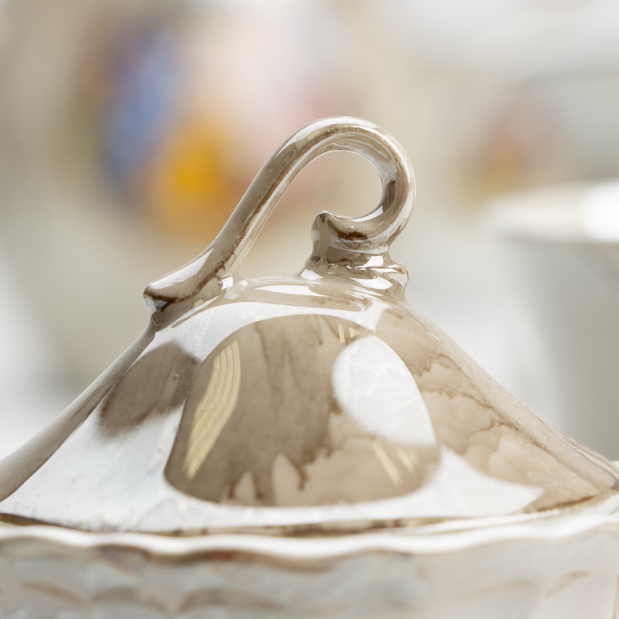 Porcelánová čajová sada mramor hnědá