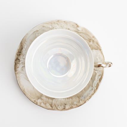 Porcelánová čajová sada mramor hnědá růže