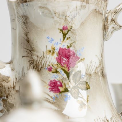 Porcelánová čajová sada mramor hnědá růže