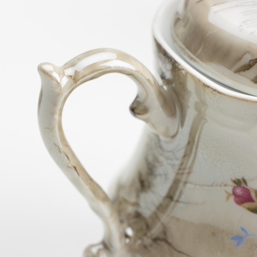 Porcelánová čajová sada mramor hnědá růže