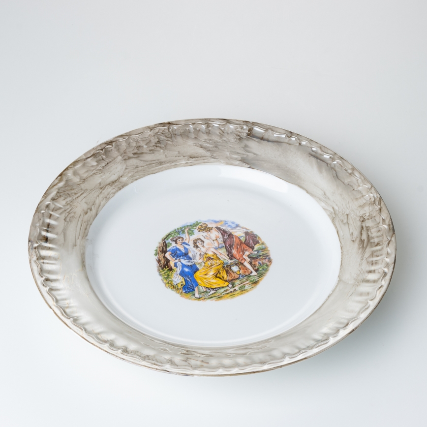 Porcelánová jídelní sada 26 kusů béžová/bílá s mramorovou úpravou