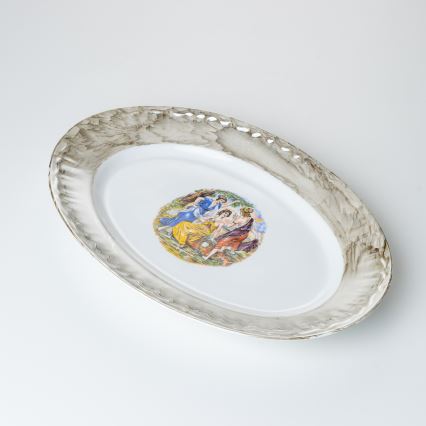 Porcelánová jídelní sada 26 kusů béžová/bílá s mramorovou úpravou