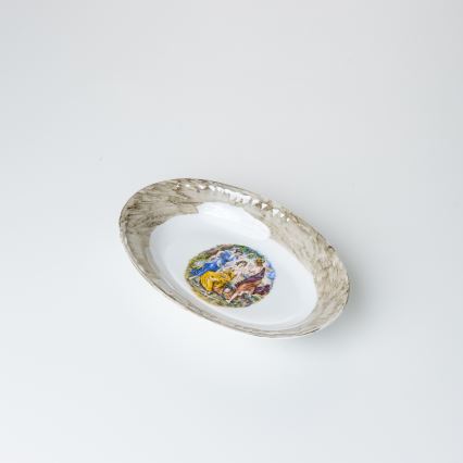 Porcelánová jídelní sada 26 kusů béžová/bílá s mramorovou úpravou