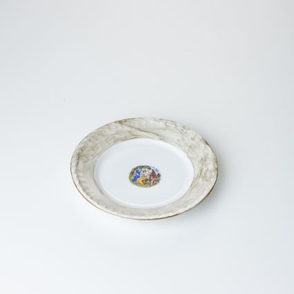 Porcelánová jídelní sada 26 kusů béžová/bílá s mramorovou úpravou