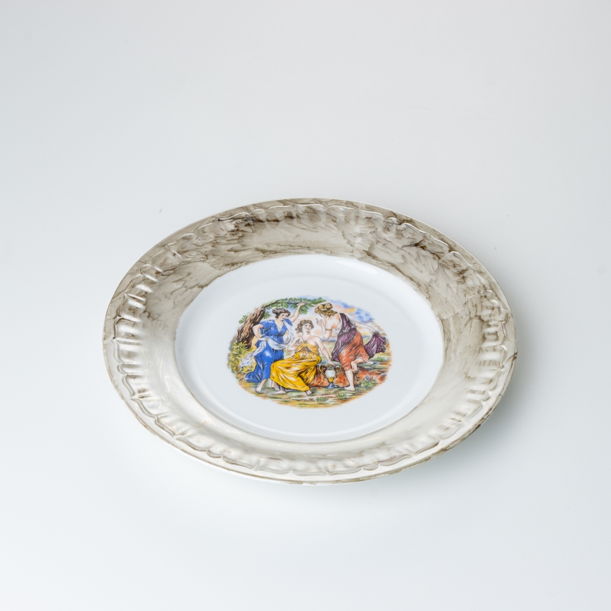 Porcelánová jídelní sada 26 kusů béžová/bílá s mramorovou úpravou