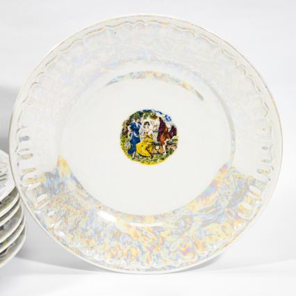 Porcelánová jídelní sada 26 kusů bílá s perleťovou úpravou