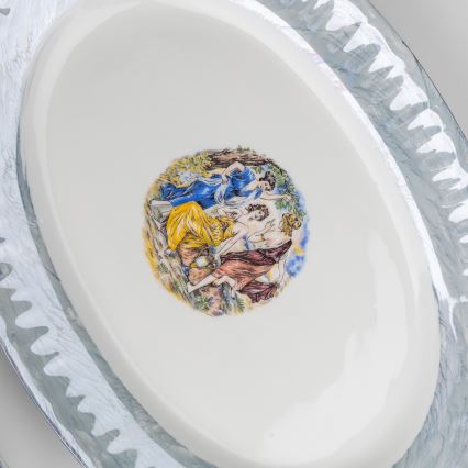 Porcelánová jídelní sada 26 kusů modrá s perleťovou úpravou