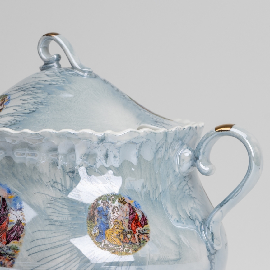 Porcelánová jídelní sada 26 kusů modrá s perleťovou úpravou