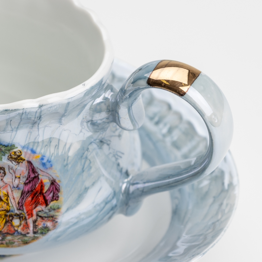 Porcelánová jídelní sada 26 kusů modrá s perleťovou úpravou