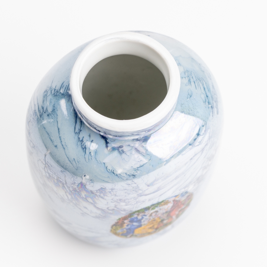 Porcelánová váza 12,5x9 cm perleťová modrá gracie