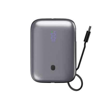 Power Bank 10000 mAh 20W Power Delivery Compact s vestavěným navíjecím USB-C kabelem 1m černá