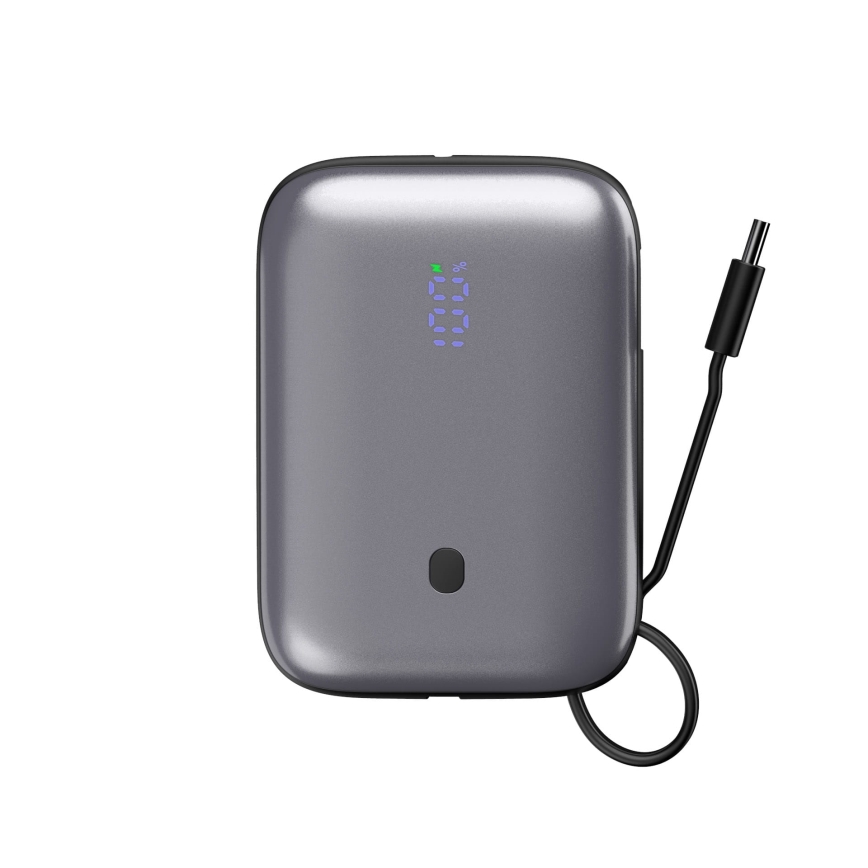 Power Bank 10000 mAh 20W Power Delivery Compact s vestavěným navíjecím USB-C kabelem 1m černá