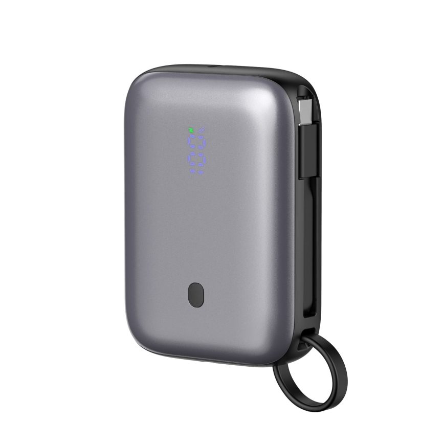 Power Bank 10000 mAh 20W Power Delivery Compact s vestavěným navíjecím USB-C kabelem 1m černá