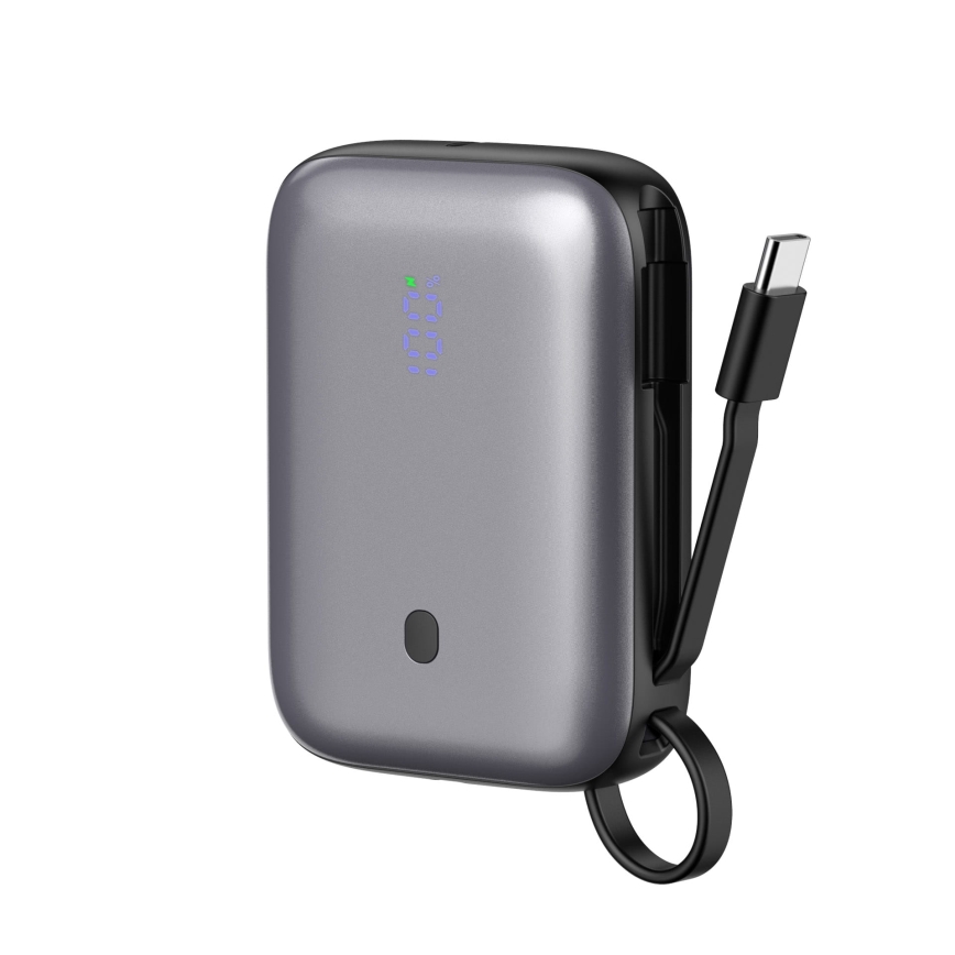 Power Bank 10000 mAh 20W Power Delivery Compact s vestavěným navíjecím USB-C kabelem 1m černá