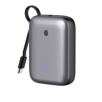 Power Bank 10000 mAh 20W Power Delivery Compact s vestavěným navíjecím USB-C kabelem 1m černá