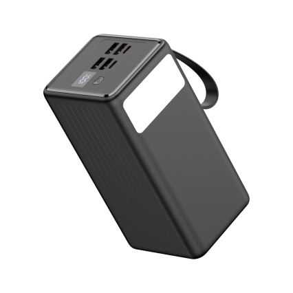 Power Bank 60000 mAh 65W Power Delivery 4xUSB-A + 2xUSB-C s LED svítilnou a USB-C kabelem 1m černá