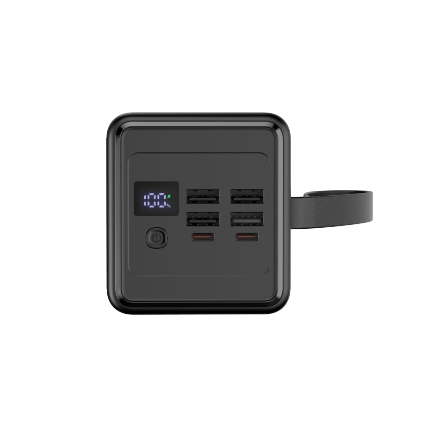 Power Bank 60000 mAh 65W Power Delivery 4xUSB-A + 2xUSB-C s LED svítilnou a USB-C kabelem 1m černá
