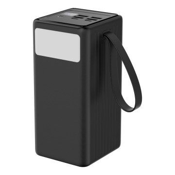 Power Bank 60000 mAh 65W Power Delivery 4xUSB-A + 2xUSB-C s LED svítilnou a USB-C kabelem 1m černá