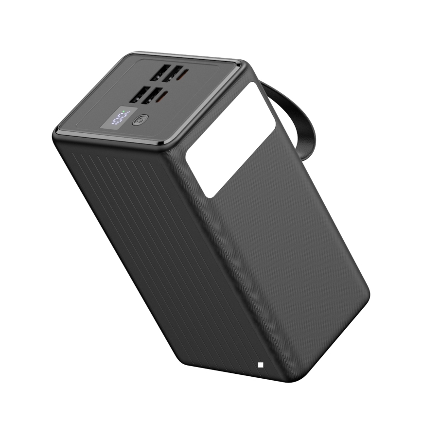 Power Bank 70000 mAh 20W Power Delivery 4xUSB-A + 2xUSB-C s LED svítilnou a USB-C kabelem 1m černá