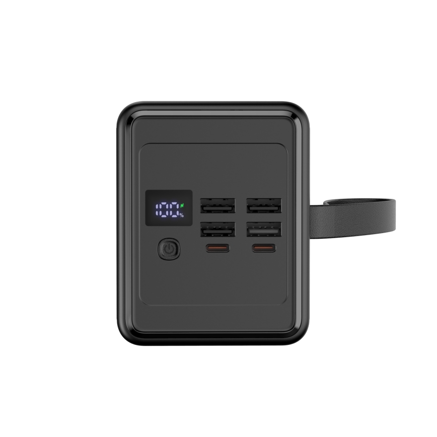 Power Bank 70000 mAh 20W Power Delivery 4xUSB-A + 2xUSB-C s LED svítilnou a USB-C kabelem 1m černá