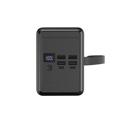 Power Bank 80000 65 W mAh Power Delivery 4xUSB-A + 2xUSB-C s LED svítilnou a USB-C kabelem 1m černá