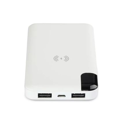 Power Bank 8000mAh/3,7V s bezdrátovým nabíjením a dokovací stanicí bílá