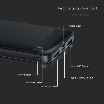 Power Bank Power Delivery 10000mAh/22,5W/5V černá