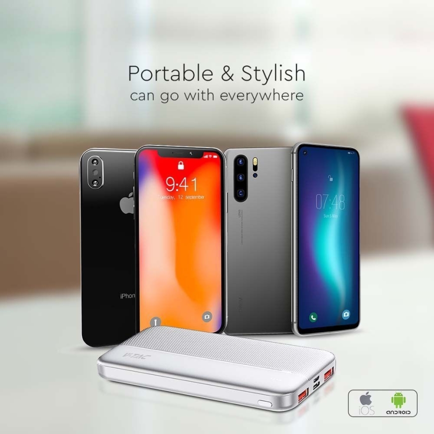 Power Bank Power Delivery 10000mAh/22,5W/5V stříbrná