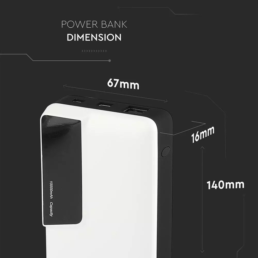 Power Bank s displejem 10000mAh/3,7V bílá