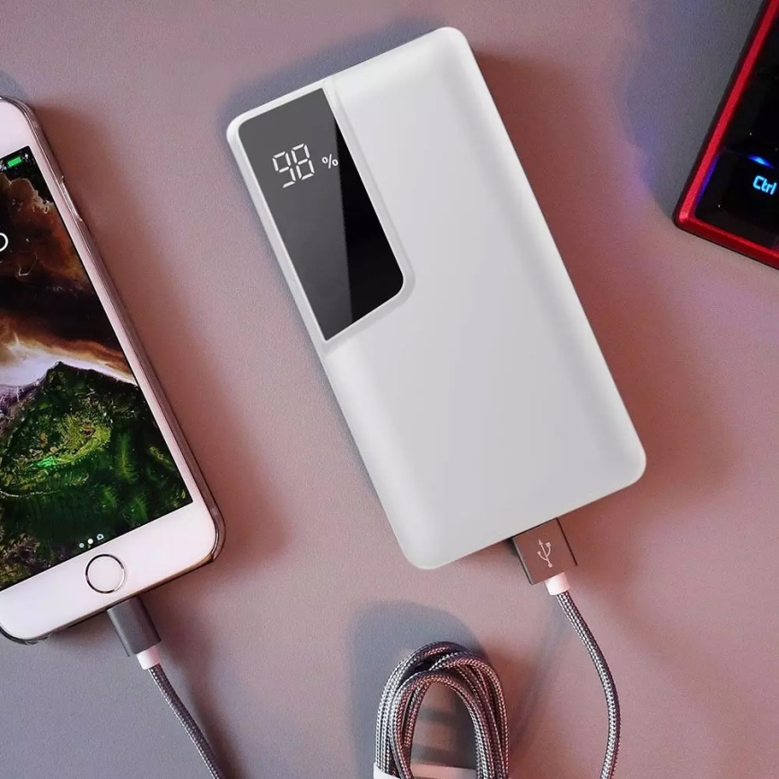 Power Bank s displejem 10000mAh/3,7V bílá
