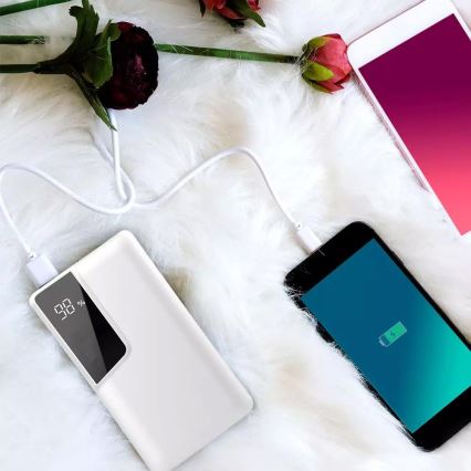 Power Bank s displejem 10000mAh/3,7V bílá