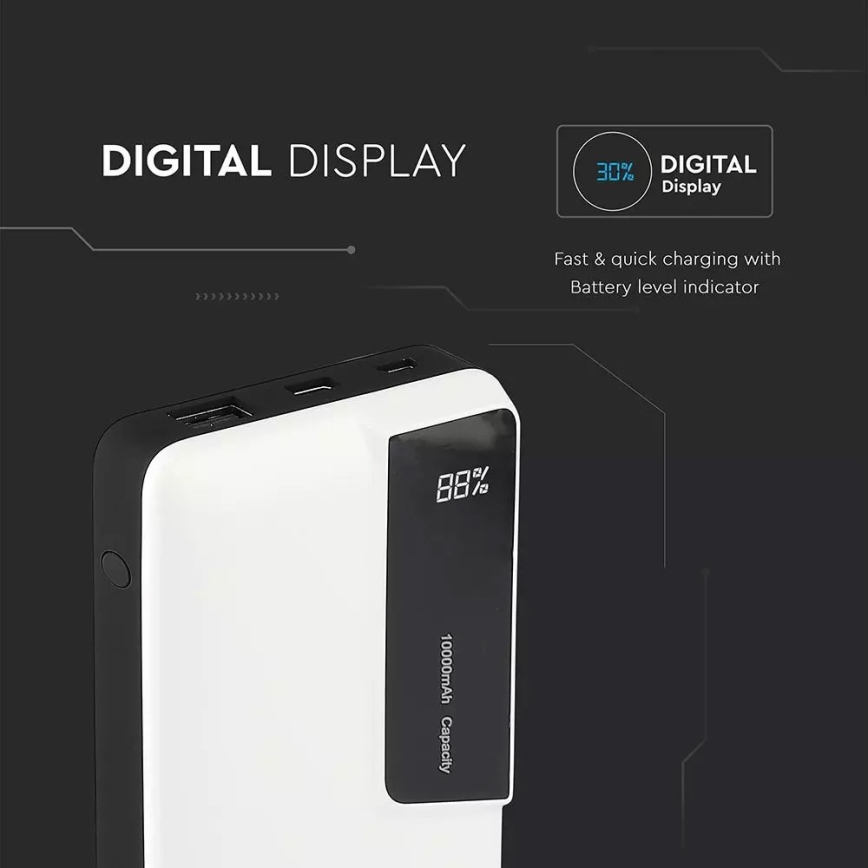 Power Bank s displejem 10000mAh/3,7V bílá