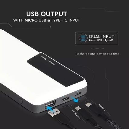 Power Bank s displejem 10000mAh/3,7V bílá