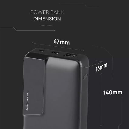 Power Bank s displejem 10000mAh/3,7V černá