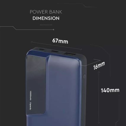 Power Bank s displejem 10000mAh/3,7V modrá